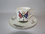 Samuel Radford WWI commemorative teacup and saucer featuring Union Jack and Australian flags celebrating HMAS Sydney and SMS Emden naval battle