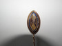 Victorian 18ct gold and enamel mourning pin with woven hair and gold letter M, 7.5 cm long
