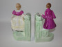 German porcelain courting couple bookends from 1900–1920, 13 cm tall