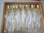 Vintage boxed Japanese Martian 24k gold plate teaspoons with porcelain handles