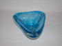 Mid century turquoise blue sculptural glass decorative dish