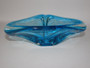 Mid century turquoise blue sculptural glass decorative dish