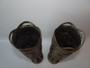 Pair of WWI trench art brass artillery shell vases with Art Nouveau scrolls and shamrock design