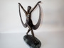 Art Deco bronze dancer Lysis after Pierre Le Faguays Fayral on marble base mid 20th century sculpture