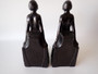 Vintage Art Deco style cast iron nude female bookends with feather design 22cm pair