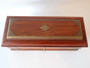 Late Victorian Edwardian timber keepsake box brass detail hidden drawer key