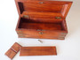 Late Victorian Edwardian timber keepsake box brass detail hidden drawer key