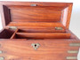 Late Victorian Edwardian timber keepsake box brass detail hidden drawer key