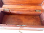 Late Victorian Edwardian timber keepsake box brass detail hidden drawer key