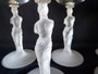 Bayel Venus de Milo pattern crystal wine glasses set of five frosted nude stem mid century French