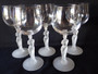 Bayel Venus de Milo pattern crystal wine glasses set of five frosted nude stem mid century French