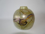 Vintage iridescent hand blown studio art glass vase signed 1989