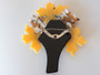 Vintage Lea Stein Paris Maple Tree brooch in forest green, tangerine and pearl-toned cellulose acetate