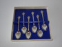 Antique Scottish silver plate spoon set with thistle finials in original presentation box
