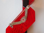 Vintage Lea Stein Paris Deco Cat brooch in pearlescent red with black and white swirl design