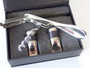 Vintage L'Atelier du Vin France corkscrew and bottle stopper set in original presentation box