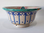 Antique Moroccan Fez Mokhfia Bowl circa 1890–1920 hand painted polychrome ceramic with original wall hanging holes