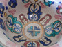 Antique Moroccan Fez Mokhfia Bowl circa 1890–1920 hand painted polychrome ceramic with original wall hanging holes