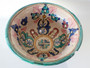 Antique Moroccan Fez Mokhfia Bowl circa 1890–1920 hand painted polychrome ceramic with original wall hanging holes