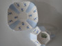 Shelley Queen Anne "Charm in Blue" bone china trio with teacup, saucer and side plate, circa 1950.