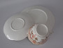 Antique Coalport attributed bone china trio with Imari-inspired red and gilt decoration, circa 1890.