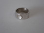 Vintage French Lalique sterling silver band ring with white cabochon, size N