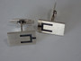 Mid-century Scandinavian sterling silver cufflinks by N.E. From with brushed rectangular faces and maker's mark.