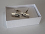 Mid-century Scandinavian sterling silver cufflinks by N.E. From with brushed rectangular faces and maker's mark.