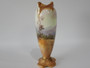 Royal Doulton hand-painted 20 cm porcelain vase depicting Dryburgh Abbey, Scotland, signed by John Hugh Plant with gold-gilded rim and base, circa 1902–1915.