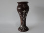 Otto Heintz Art Metal Shop bronze vase with sterling silver coneflower overlay and original dark patina, Buffalo New York, circa 1912–1918.