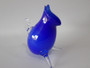 Signed Tegan Empson Australian hand-blown blue studio art glass Critter jug with clear glass legs and handle, circa 1990s.
