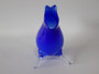 Signed Tegan Empson Australian hand-blown blue studio art glass Critter jug with clear glass legs and handle, circa 1990s.