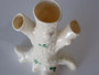 Vintage Belleek Shamrock Tree Trunk Vase with hand-painted shamrocks in fine Irish parian porcelain, 15.5 cm high.