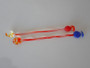 Pair of vintage Murano style glass cocktail swizzle sticks with colourful candy finials and teardrop-shaped scoops.