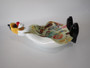 Vintage Murano hand-blown Italian art glass clown bowl with colourful tutti frutti body, gold flecks and black shoes.