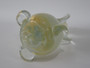 Vintage Murano handblown glass elephant figurine with raised trunk and shimmering 24K gold leaf inclusions, 17 cm tall.