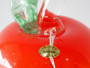 Vintage signed Adam Jablonski Polish handblown lead crystal red apple sculpture with green glass leaf, original label and tag.