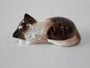 Royal Doulton HN2581 Sleeping Kitten porcelain figurine in brown and cream, measuring 8.5 cm long.