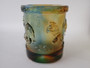Limited edition Ya Shi Liu Li Chinese liuli art glass Five Blessings vessel with raised zodiac tiger, numbered 589 of 4800.