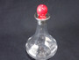 Rare 1927 Hukin & Heath Art Deco cherry brandy glass decanter with sterling silver-mounted neck, engraved lettering and red ball stopper.