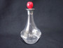 Rare 1927 Hukin & Heath Art Deco cherry brandy glass decanter with sterling silver-mounted neck, engraved lettering and red ball stopper.