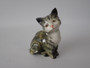 Vintage Beswick England model 1436 grey striped tabby kitten figurine with amber eyes, white chest and pink nose, measuring 8cm tall.