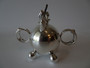 Rare 1894 London sterling silver spherical table lighter with twin handles and acorn finials