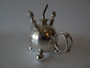 Rare 1894 London sterling silver spherical table lighter with twin handles and acorn finials