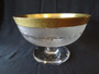 Vintage Moser cut crystal pedestal bowl with embossed 24ct gold rim and finely cut Bohemian crystal.