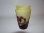 Signed Emile Gallé Art Nouveau cameo glass vase circa 1900 with burgundy floral overlay on yellow ground