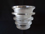 Lalique Chevreuse Art Deco vase in clear and frosted glass with stepped circular bands, flared rim and finely moulded vertical decoration.