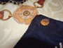 Aspinal of London silk scarf with crest shield and equestrian strap design