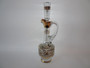 Vintage Czech Bohemian clear glass decanter and stopper with frosted detail and gilt decoration.