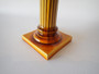 Pair 19th century English Majolica candlesticks Doric column green yellow glaze